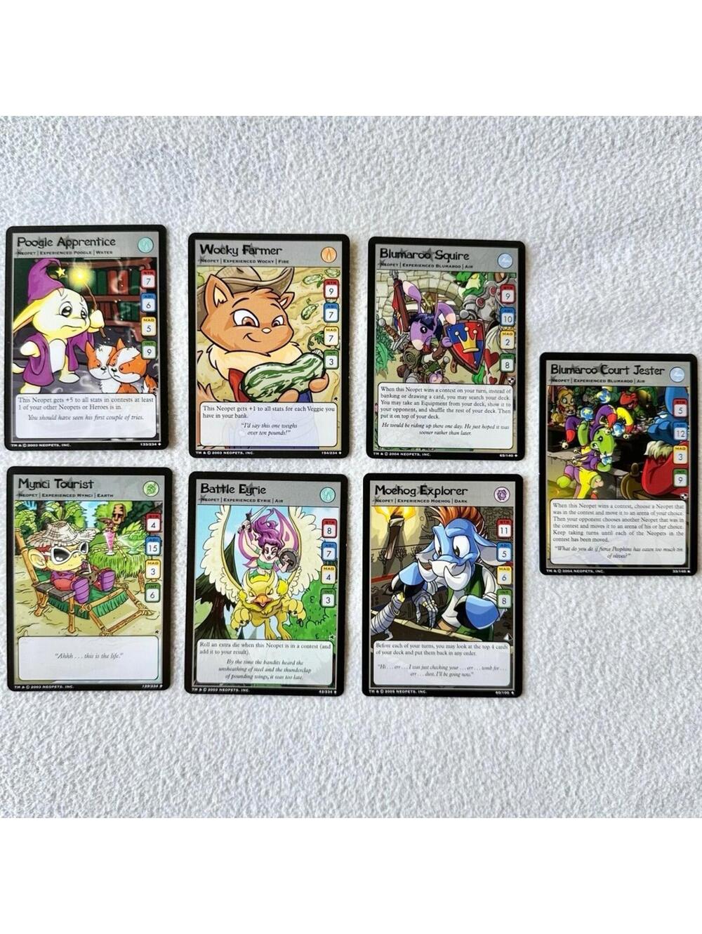 NEAR MINT+ 2003 Neopets TCG Experienced Neopets Bundle of 7 Trading Cards